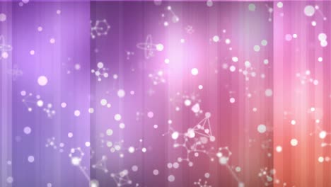 Animation-of-molecules-moving-over-violet-and-pink-background