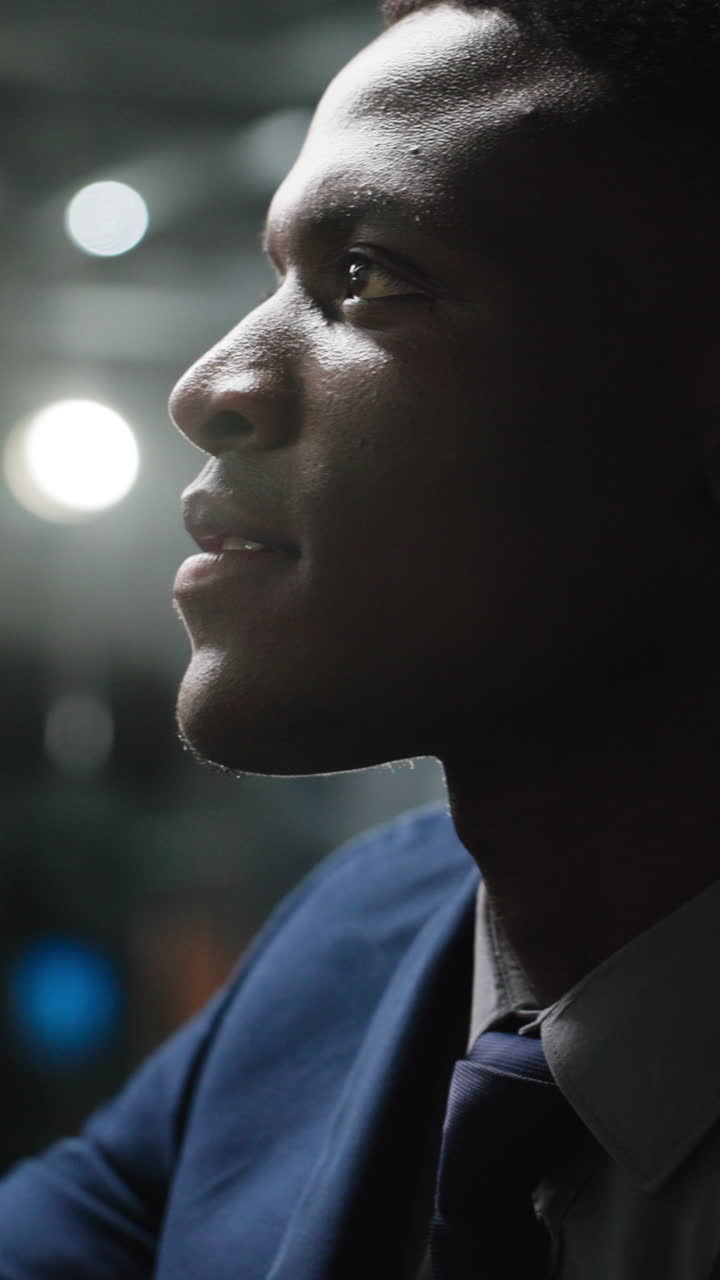 Close Up of Thoughtful African American Businessman in Suit