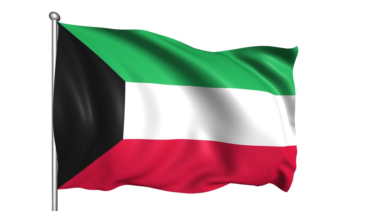 bandera de kuwait con estructura de tela en el viento (canal alfa, en bucle)