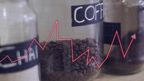 animation of data processing over jars of coffee and tea