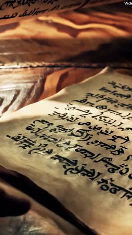 ancient book or scroll with arabic calligraphy