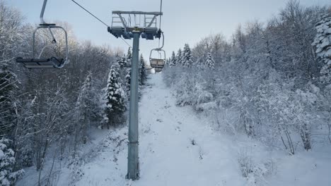 Pov-Montar-Remontes-Invierno-Laderas-Cubiertas-De-Nieve-Día-Soleado