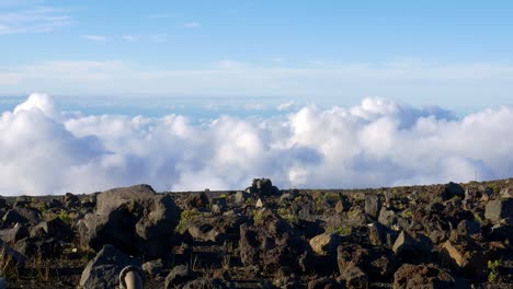 over the clouds on volcano in hawaii