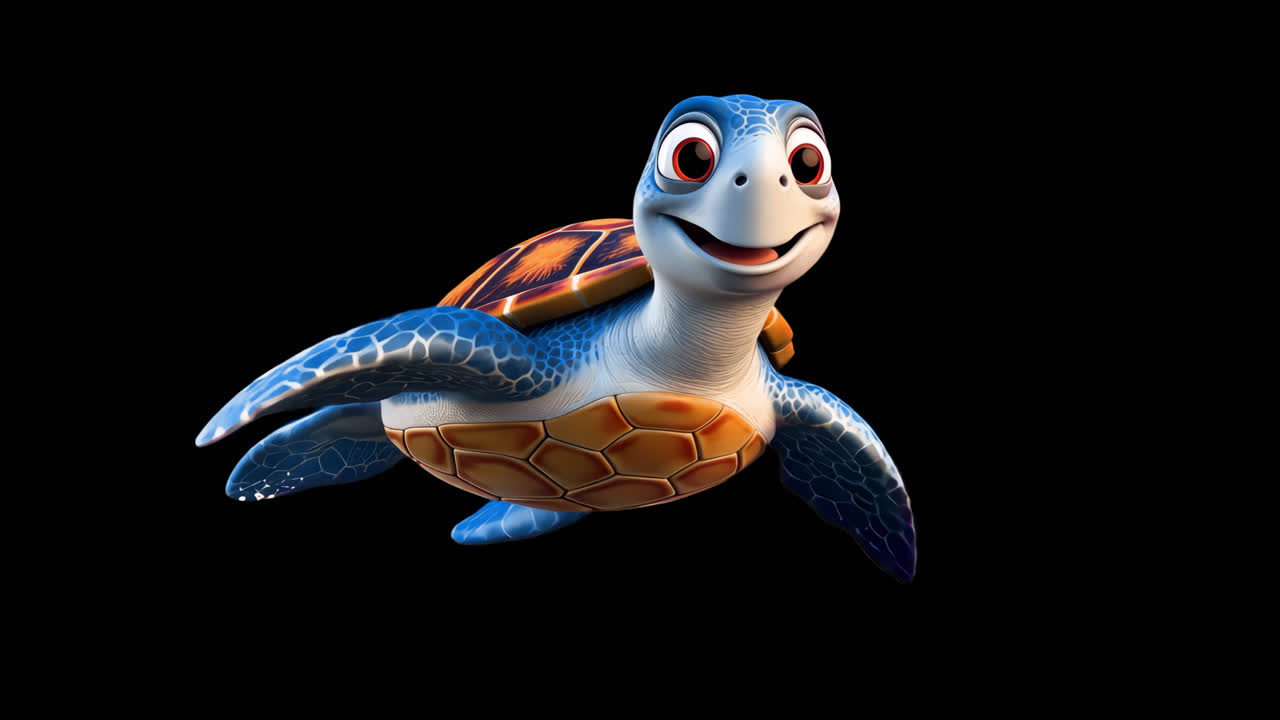 Smiling animated sea turtle character animation isolated asset ...