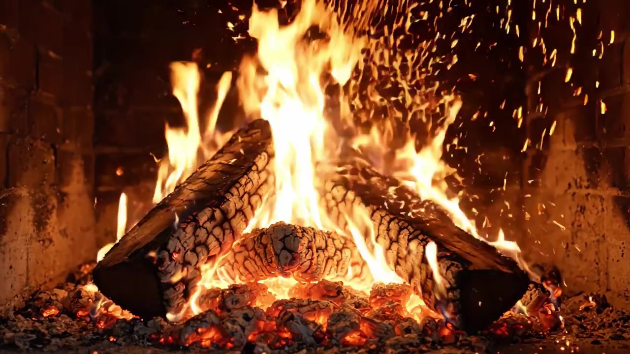 Uno sguardo accattivante a un camino scoppiettante con fiamme vivaci e carboni ardenti che creano un'atmosfera accogliente, perfetta per il relax e il calore durante le serate fredde.