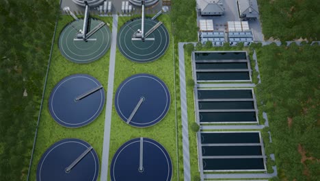 aerial view of a wastewater treatment plant
