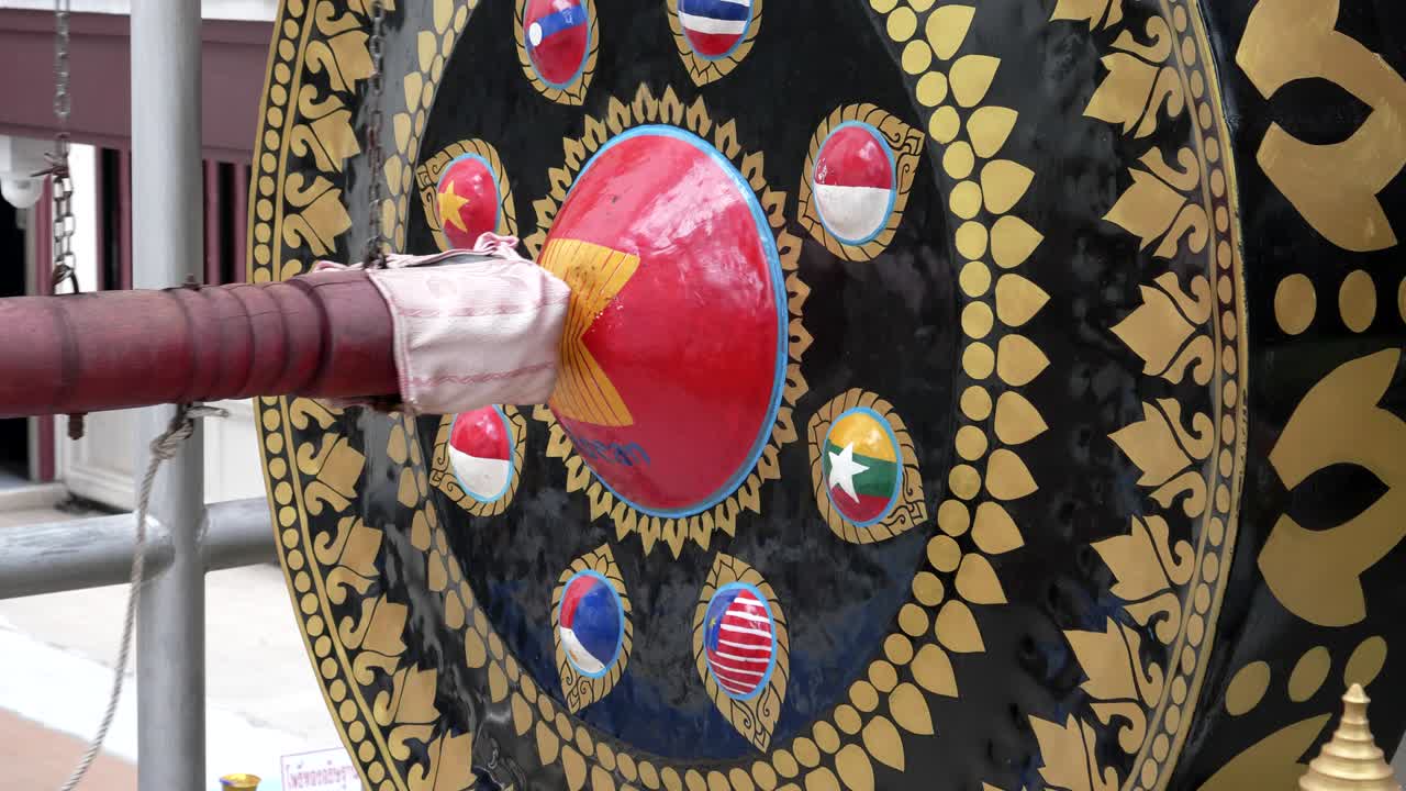 large metal gong at golden mount in bangkok