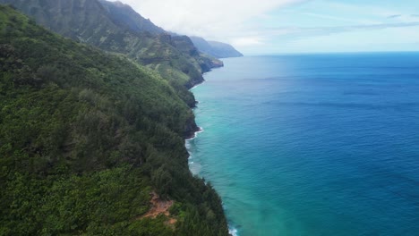 aerial shot, rising up over the coast of big island, hawaii