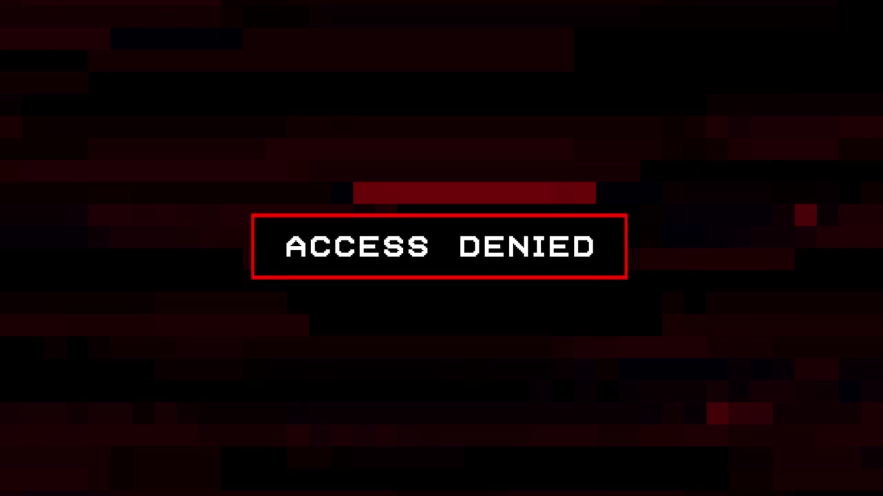 Retro Pixel Access Denied Text with Glitch Error Background