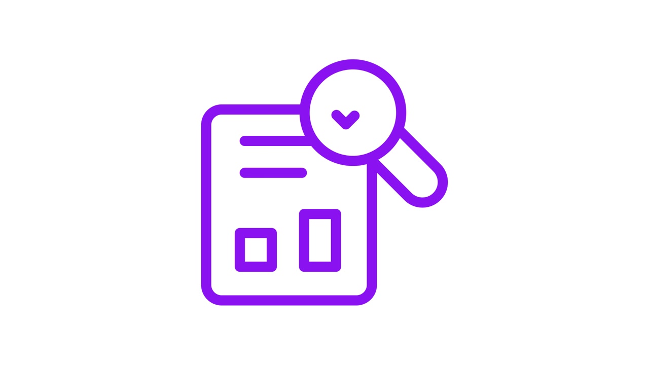 Animated Icon of Document Review and Verification with Magnifying Glass