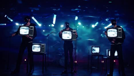 band performance with retro tvs