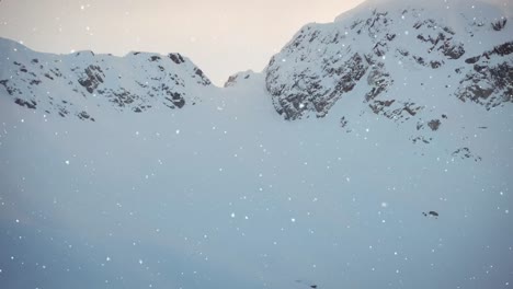 animation of snow falling and red pattern over winter countryside scenery