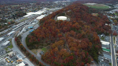 aerial view of tennery knobs hill in colorful autumn foliage