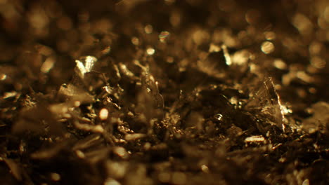 golden color metal fillings close-up shot