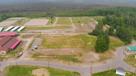 4K-Drone-Video-of-Tanana-Valley-State-Fairgrounds-in-Fairbanks,-Alaska-during-Sunny-Summer-Day