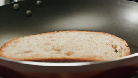 toasting bread in a pan