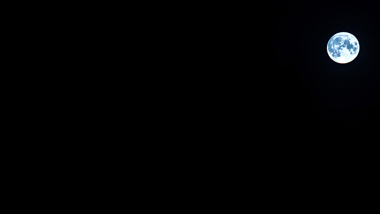 Full moon timelapse during dark black night, astonomy background with copy space