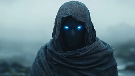 mysterious figure in a cloak