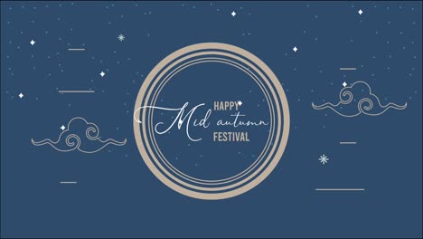 happy mid autumn festival lettering in circular frame