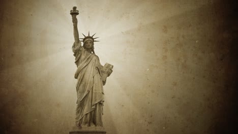 statue of liberty in new york city - ssepia toned time-lapse footage, scratched, old , toned - statue of liberty is public domain, so propery release is not required