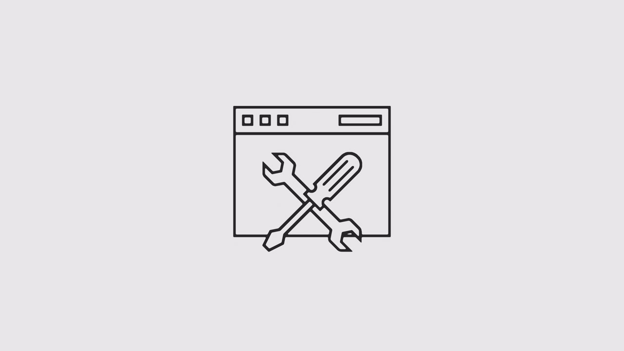 Animated Line Art Icon of Browser Window with Tools