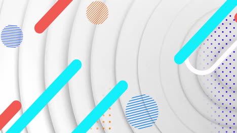 animation of vibrant abstract shapes moving on white circles background