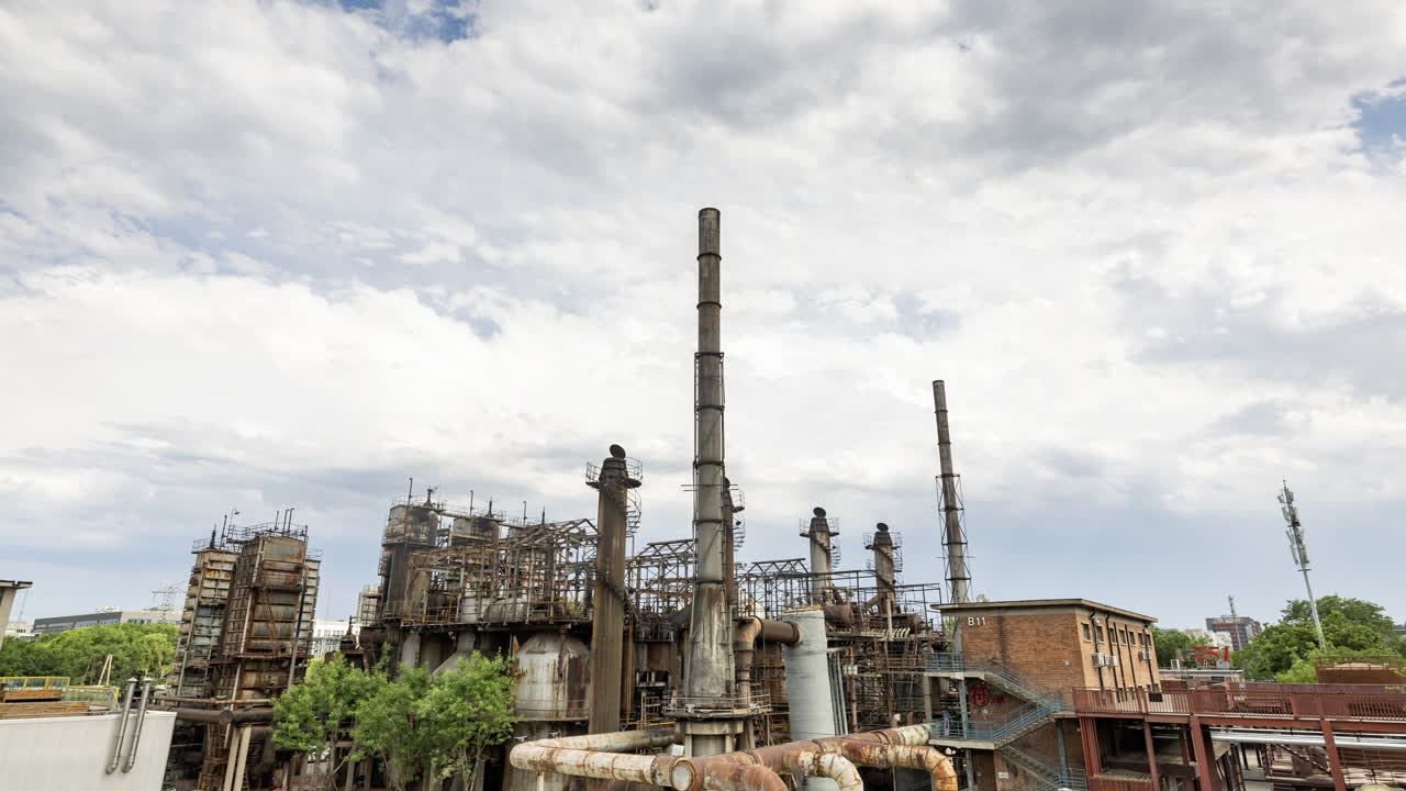 Timelapse of the Beijing city skyline from a high vantage point in vertical