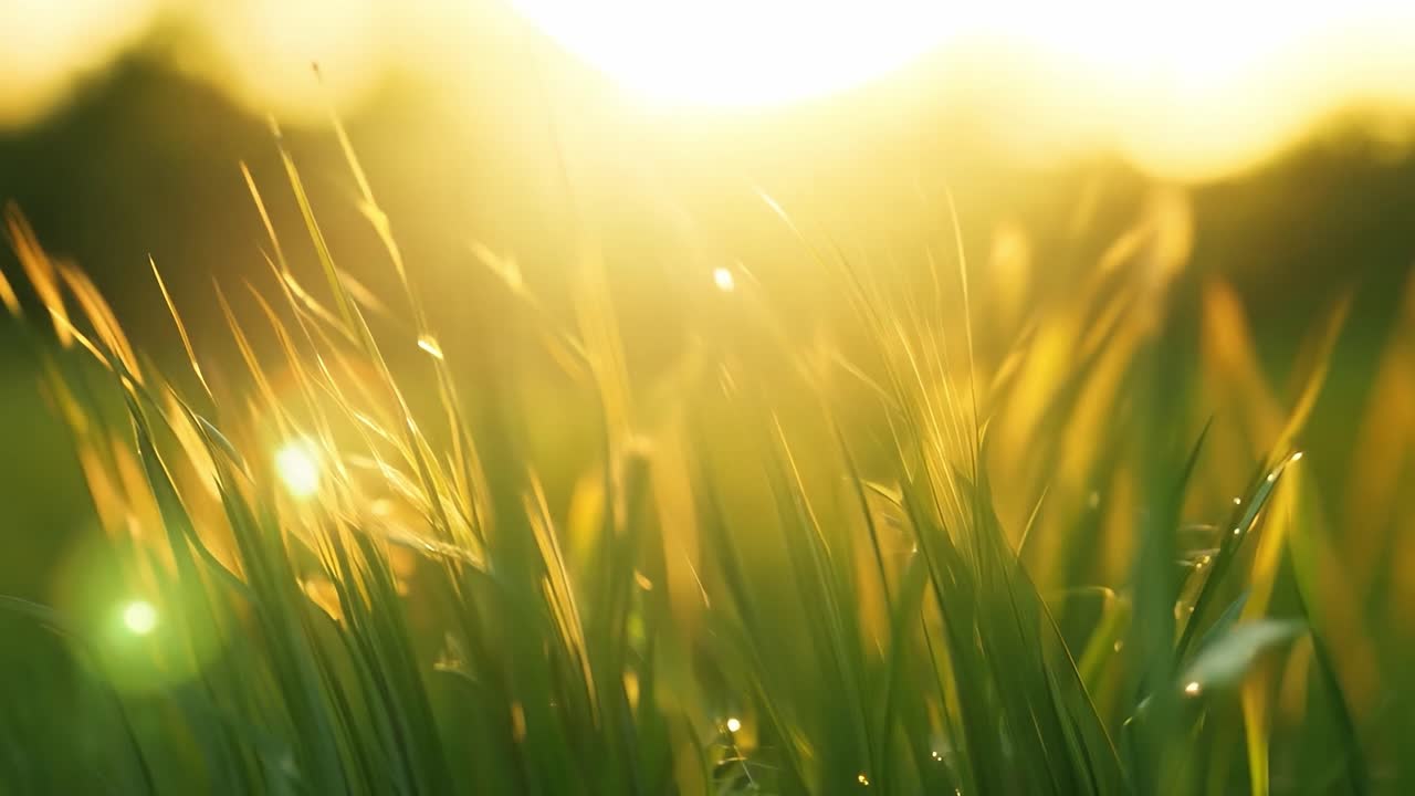 el atardecer dorado a través de la hierba