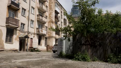 old apartment building in a city courtyard