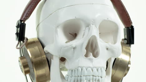 cráneo con auriculares de oro