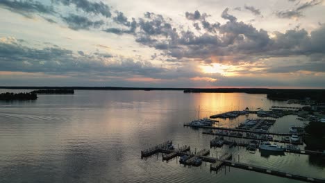 aerial ascent of hessel marina, les cheneaux islands, michig