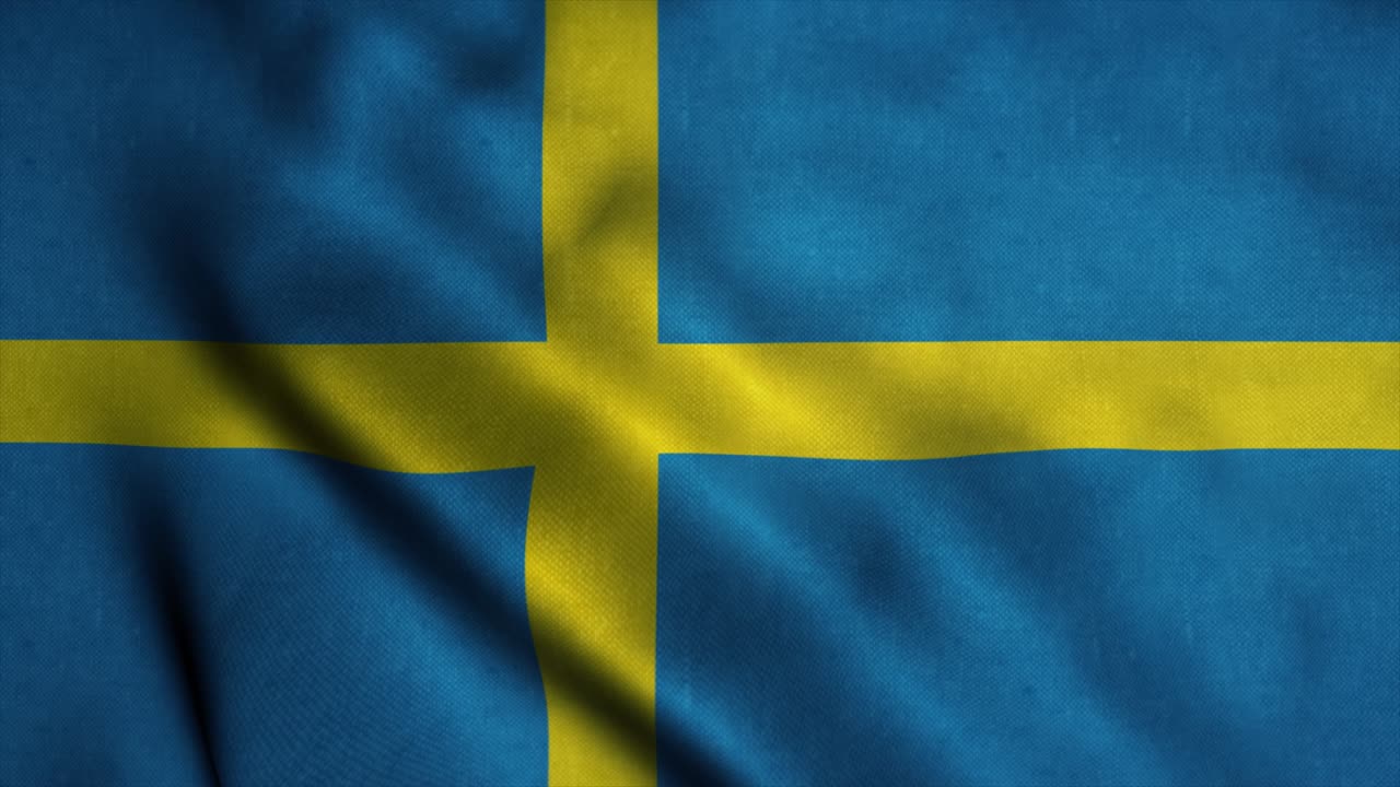 바람에 흔들리는 스웨덴 발, 스웨덴의 국기, 스웨덴의 상징, 시엄리스 루프 애니메이션