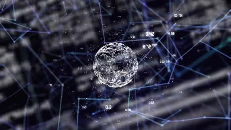 animación del globo a través de la red de conexiones y procesamiento de datos