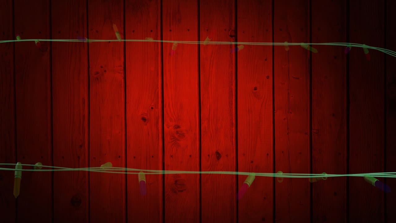 animación de luces de hadas parpadeantes con espacio de copia en fondo de madera