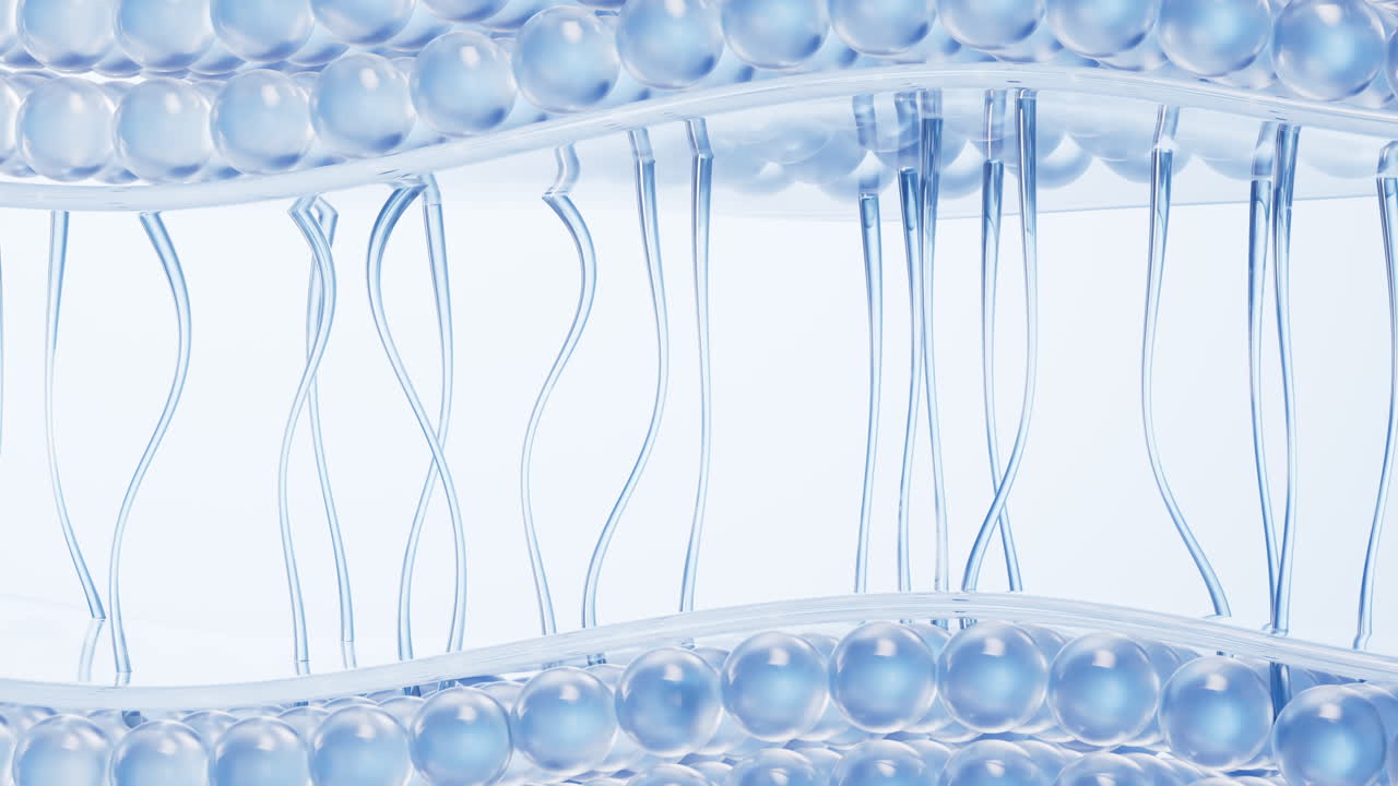 피부 세포 배경과 화장품 개념, 3d 렌더링