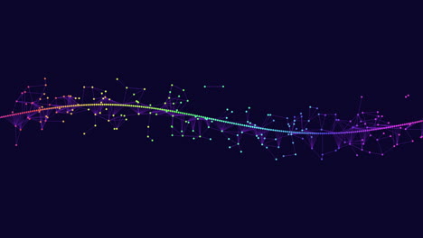 los puntos coloridos del arco iris crean una línea diagonal sobre un fondo negro