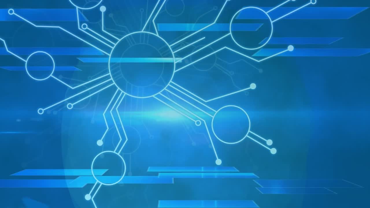 파란색 배경 위에서 움직이는 모양의 애니메이션