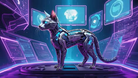 robotic cyberpunk cat