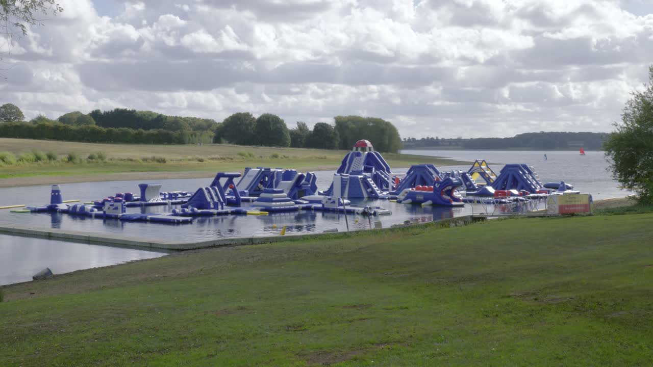 Rutland water reservoir outdoor aqua park water activities obstacle East Midlands