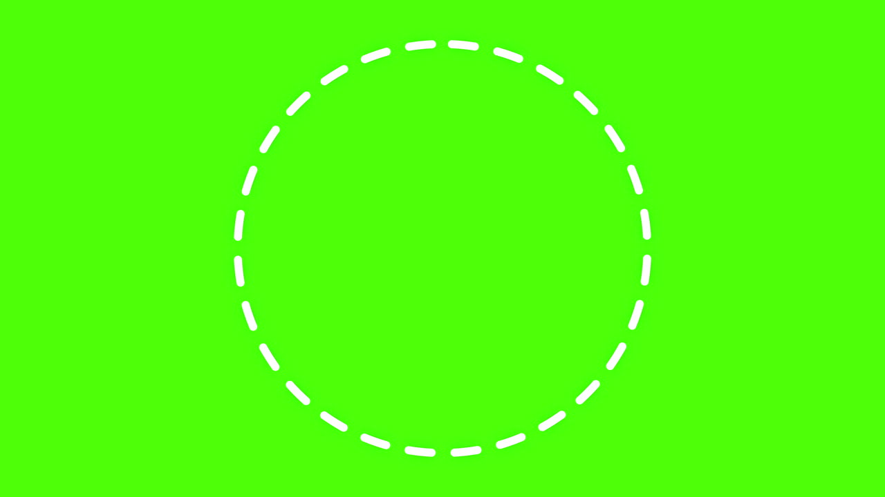 White Dashed Circle Animation on Green Screen