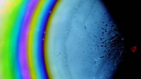 4k stable shots of soap balloons showing the colors of the macro world through a microscope perspective