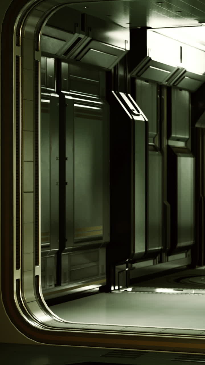 Exploring a sleek corridor in a futuristic space station