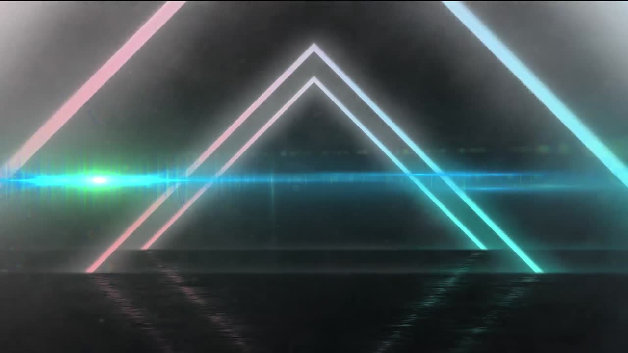 검은 표면에 반사되는 반 ⁇ 이는 네온 터널의 애니메이션