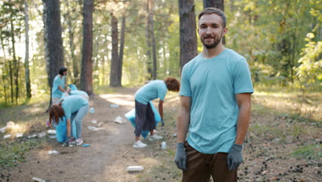 volunteers cleaning up a forest path