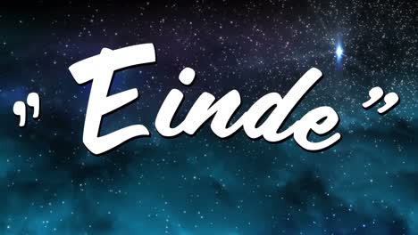 Animation-of-einde-text-over-glowing-stars