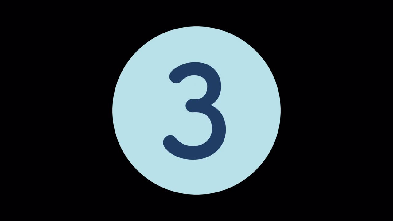 animación de cuenta atrás simple 3 segundos fondo negro