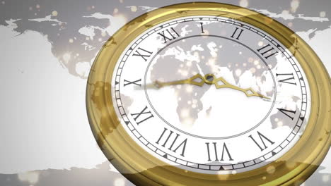 fast moving clock and world map