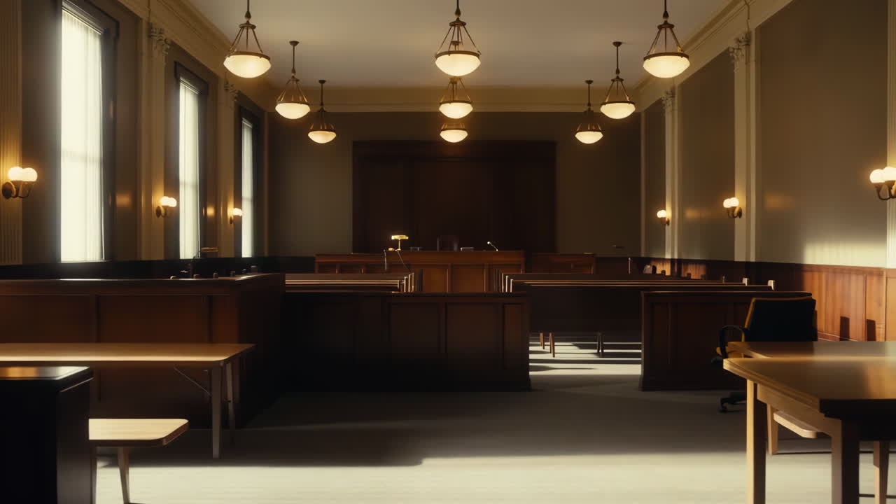 Interior View of an Empty Traditional Courtroom