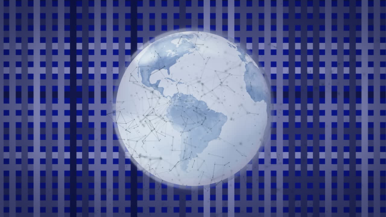 지구의 회전과 연결 네트워크의 애니메이션