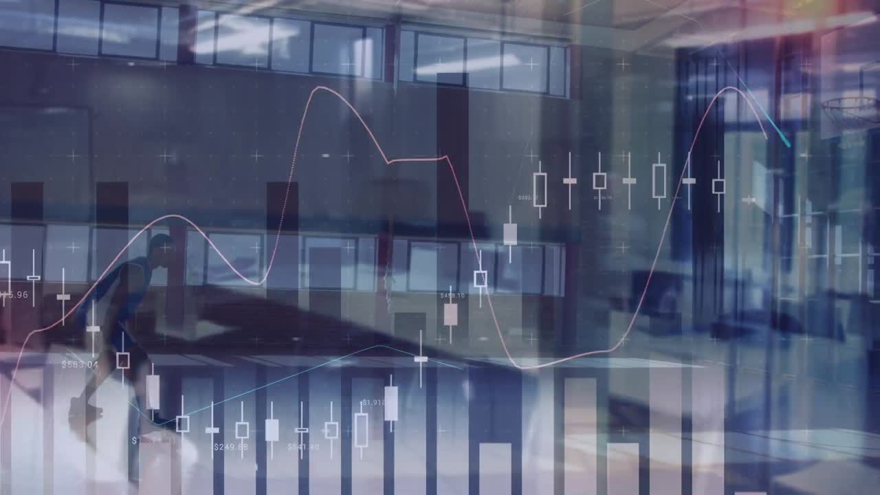 Animering av finansiell databehandling över en afroamerikansk basketspelare